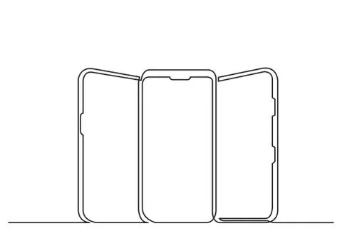Continuous line drawing of isolated vector object - three standing vertical s Stock Illustration