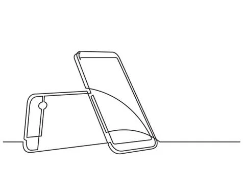 Continuous line drawing of isolated vector object - two mobile phones Stock Illustration