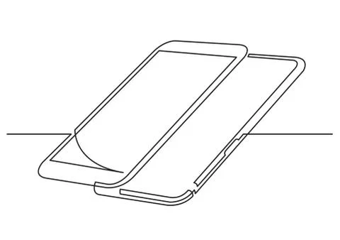 Continuous line drawing of isolated vector object - two modern mobile phones Stock Illustration