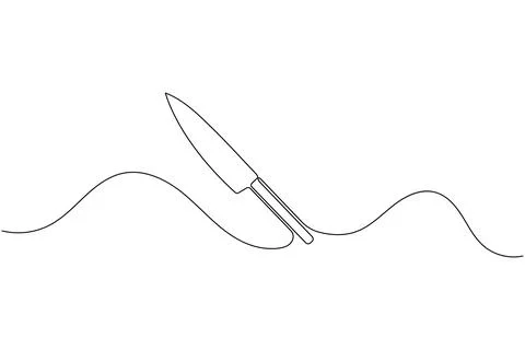 Continuous line drawing of a knife isolated on white background Stock Illustration