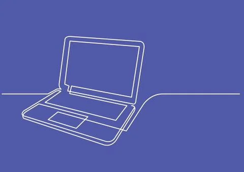 Continuous line drawing of laptop computer Stock Illustration