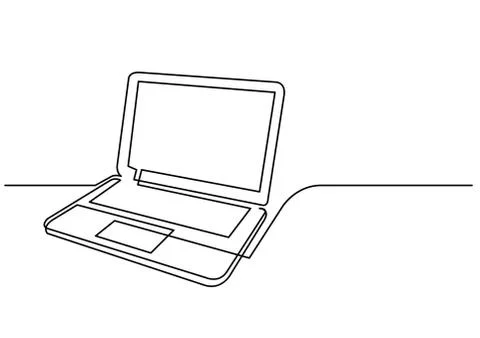 Continuous line drawing of laptop computer Illustrazione stock