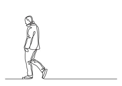 Continuous line drawing of lonely walking man Illustrazione stock