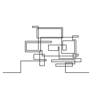 Continuous line drawing. Modern building construction Ilustración de archivo