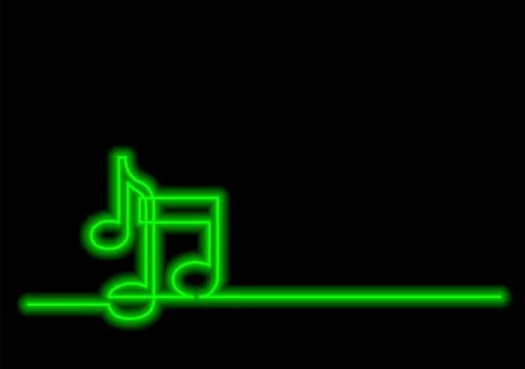 Continuous line drawing of music notes with neon vector effect Stock Illustration