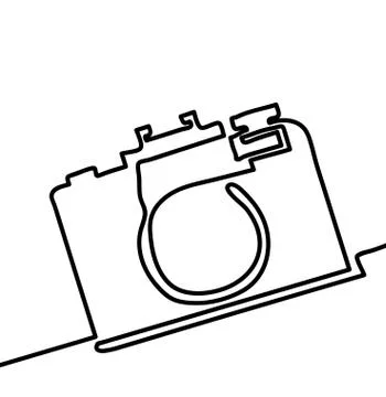 Continuous line drawing Old camera Stock Illustration