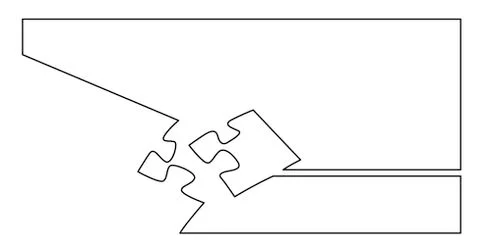 Continuous line drawing of one puzzle piece connecting to other puzzle pieces Stock Illustration