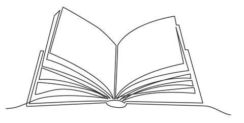 Continuous line drawing of open book Stock Illustration