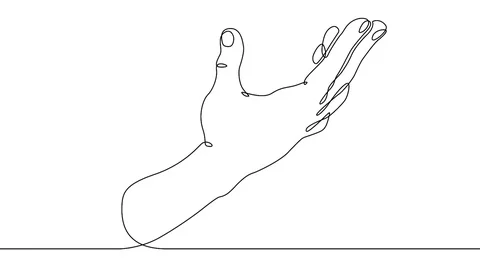 Continuous line drawing Palm open gesture Stock Footage 92122012