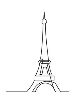 Continuous line drawing of Paris Eiffel tower イラスト素材