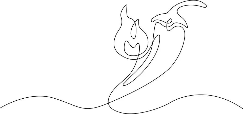 Continuous line drawing of a pepper Vector Stock Illustration
