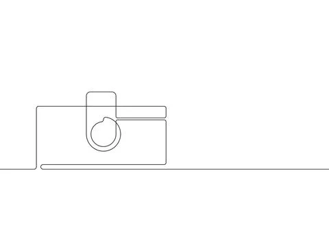Continuous line drawing of photo camera. Vector illustration Illustrazione stock