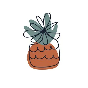 Continuous Line Drawing of Pineapple Stock Illustration