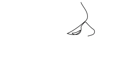 Continuous line drawing of Portrait of a Beautiful Woman's face. The Concept of  Stock Footage 143309838