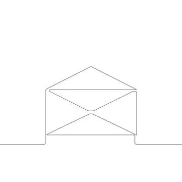 Continuous line drawing of postal envelope or idea metaphor Illustrazione stock