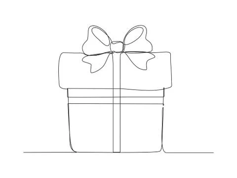 Continuous line drawing of present. Stock Illustration