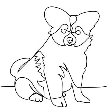 Continuous line drawing of puppy Stock Illustration