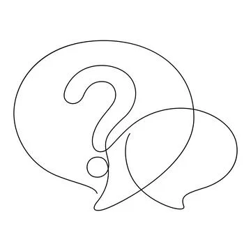 Continuous line drawing of question mark with chat bubble minimalism Stock Illustration