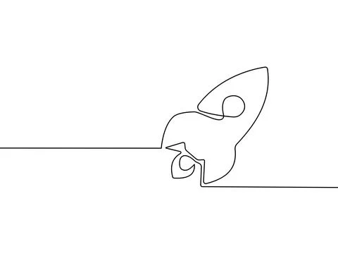Continuous line drawing of a rocket on a white background. vector illustratio Stock Illustration