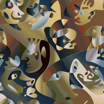 Continuous line drawing seamless pattern. Vector Stock Illustration