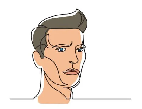 Continuous line drawing of serious man portrait Illustrazione stock