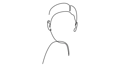 Continuous line, drawing of set faces and hairstyle, fashion concept, woman  Stock Footage 143389807