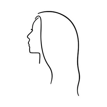 Continuous line, drawing of set faces and hairstyle, fashion concept, woman beau Stock Illustration