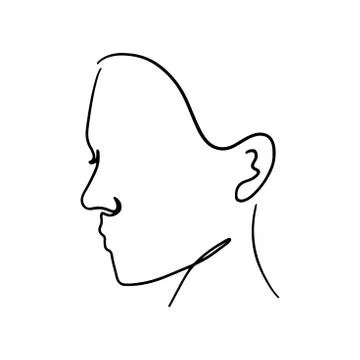 Continuous line, drawing of set faces and hairstyle, fashion concept, woman beau Stock Illustration