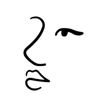 Continuous line, drawing of set faces and hairstyle, fashion concept, woman beau Stock Illustration