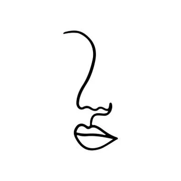 Continuous line, drawing of set faces and hairstyle, fashion concept, woman beau Stock Illustration