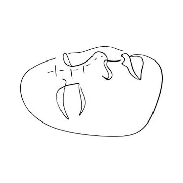 Continuous line, drawing of set faces and hairstyle, fashion concept, woman beau Stock Illustration