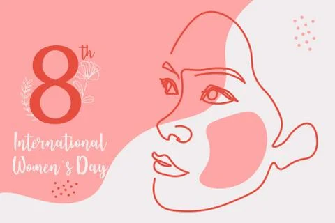 Continuous line, drawing of set faces and hairstyle, fashion concept, woman beau Stock Illustration