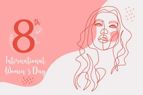 Continuous line, drawing of set faces and hairstyle, fashion concept, woman beau Stock Illustration