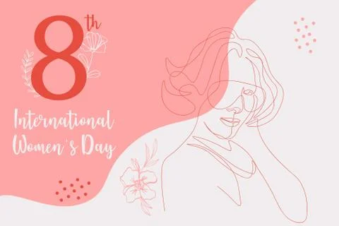 Continuous line, drawing of set faces and hairstyle, fashion concept, woman beau Stock Illustration