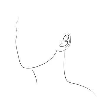 Continuous line, drawing of set faces and hairstyle, fashion concept, woman beau Stock Illustration