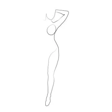 Continuous line, drawing of set faces and hairstyle, fashion concept, woman beau Stock Illustration