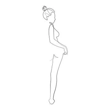 Continuous line, drawing of set faces and hairstyle, fashion concept, woman beau Stock Illustration