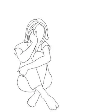 Continuous line, drawing of set faces and hairstyle, fashion concept, woman beau Stock Illustration