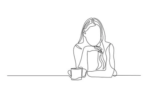 Continuous line, drawing of set faces and hairstyle, fashion concept, woman beau Stock Illustration