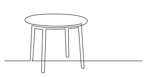 Continuous line drawing of simple round table 스톡 일러스트