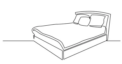 Continuous line drawing of sleeping bed 스톡 일러스트