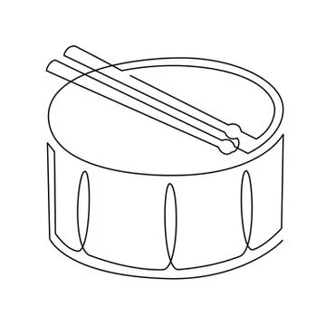 Continuous line drawing of Snare Drum vector icon. Musical instrument single Illustrazione stock