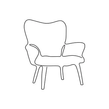 Continuous line drawing of spacious modern armchair furniture. Stylish furn.. Illustrazione stock