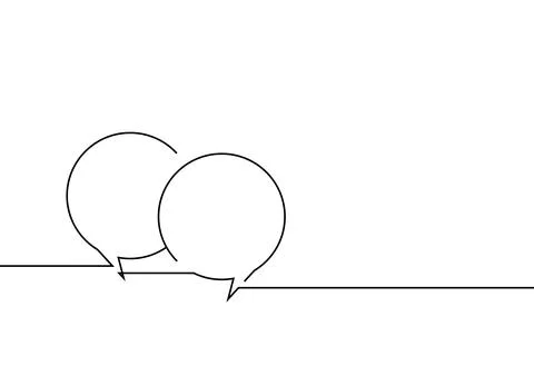 Continuous line drawing. Speech bubbles isolated on white background Stock Illustration