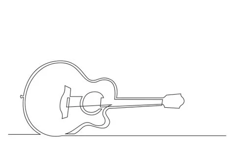Continuous line drawing of steel string acoustic guitar イラスト素材