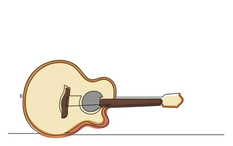 Continuous line drawing of steel string acoustic guitar Stock Illustration