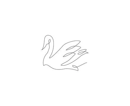 Continuous line drawing of a swan Stock Illustration
