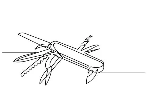 Continuous line drawing of swiss army knife Illustrazione stock