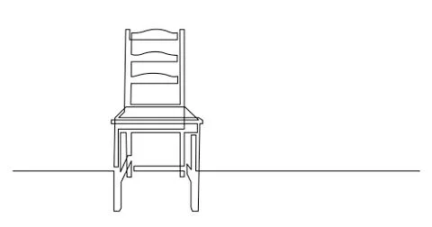 Continuous line drawing of tall dinner wooden chair 스톡 일러스트
