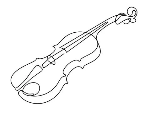 Continuous line drawing of three-quarter violin vector. Musical instrument Illustrazione stock